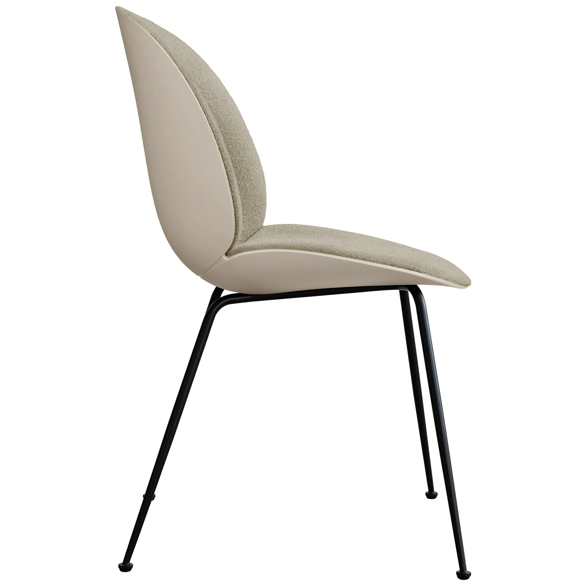 Beetle chair upholstered front/ black legs, New Beige-Light Bouclé 008 GUBI