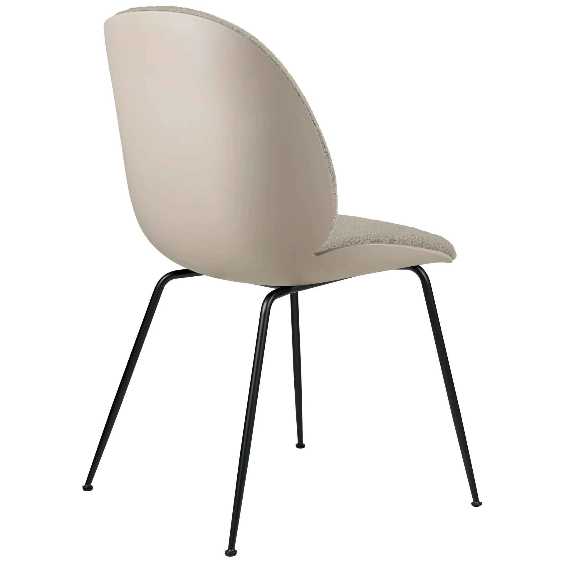 Beetle chair upholstered front/ black legs, New Beige-Light Bouclé 008 GUBI