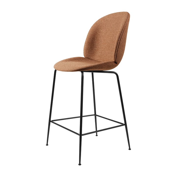 Beetle counter chair - upholstered bar stool - low - Around bouclé 032-black - Gubi