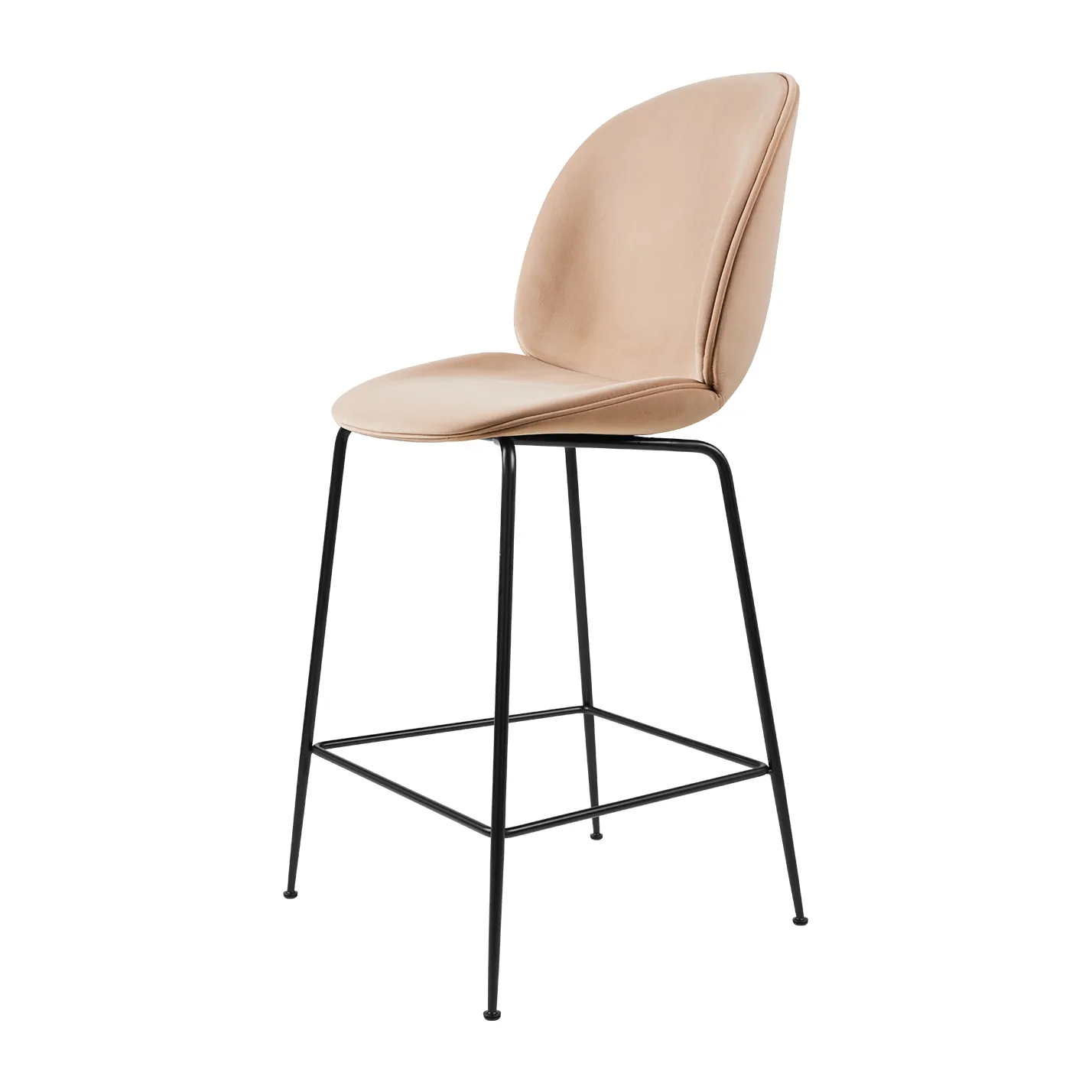 Beetle counter chair - upholstered bar stool - low, Sunday 034-black GUBI