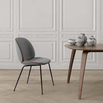 Beetle dining chair - fully upholstered conic base - Fabric velluto cotone 970 dark blue, black steel legs - GUBI