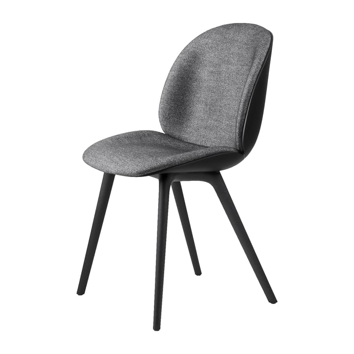 Beetle dining chair - upholstered front, plastic base - Plain 0023-black - Gubi