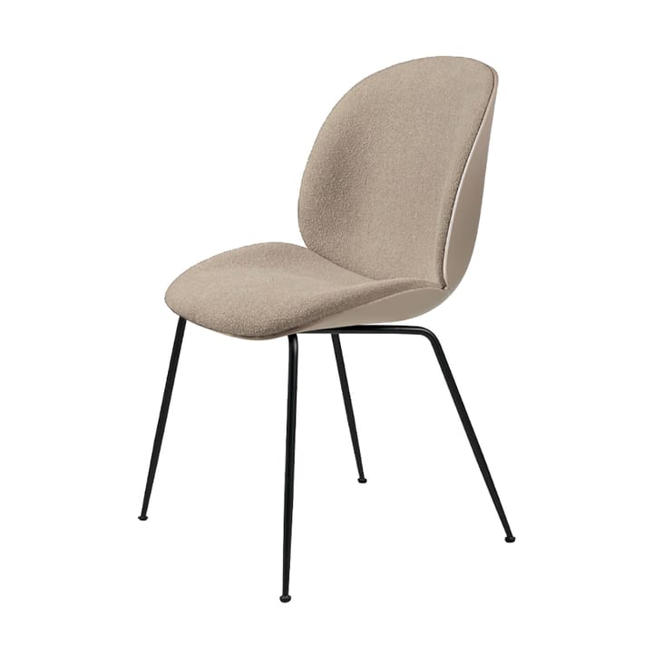 Beetle Front Upholstered chair - Fabric light bouclé 003 beige, new beige cover, black steel legs - GUBI