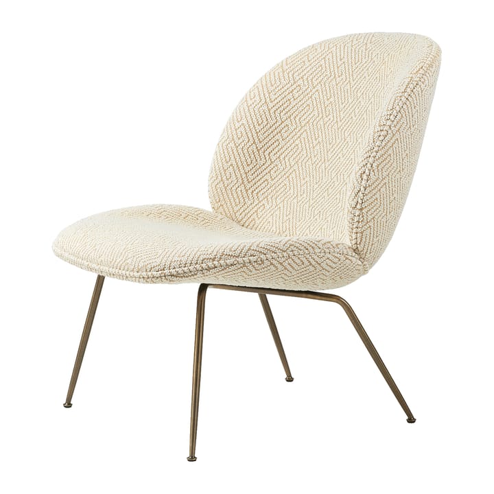 Beetle lounge chair - fully upholstered conic base - Dora boucle 0002-antique brass - Gubi