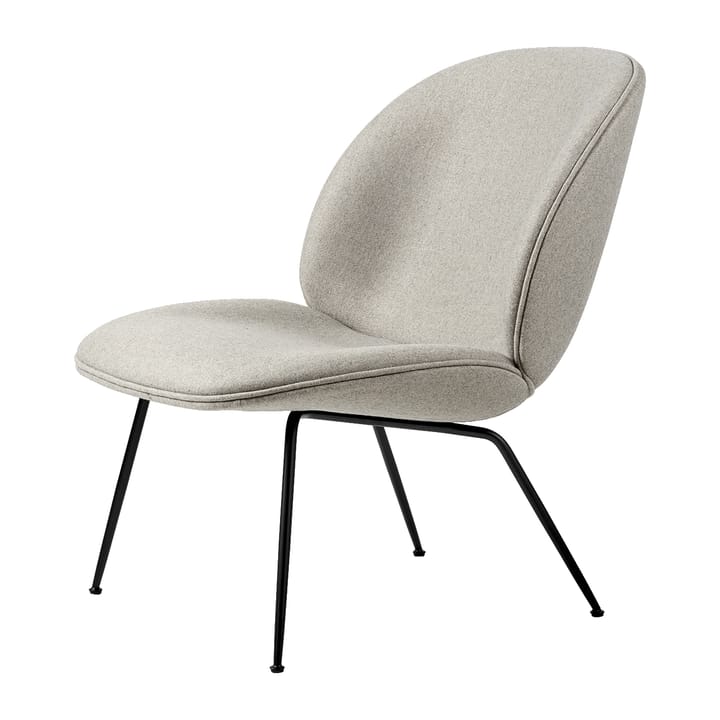 Beetle lounge chair - fully upholstered conic base - Plain 0025-black - Gubi