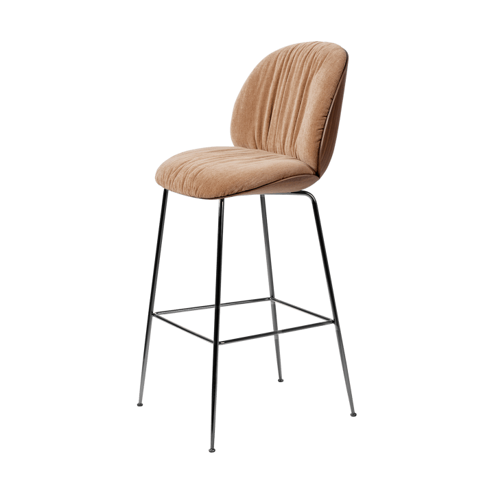 Beetle Soft barstool 75 cm front-upholstered - Belsuede Dedar 132-lacquered walnut-black chrome - GUBI