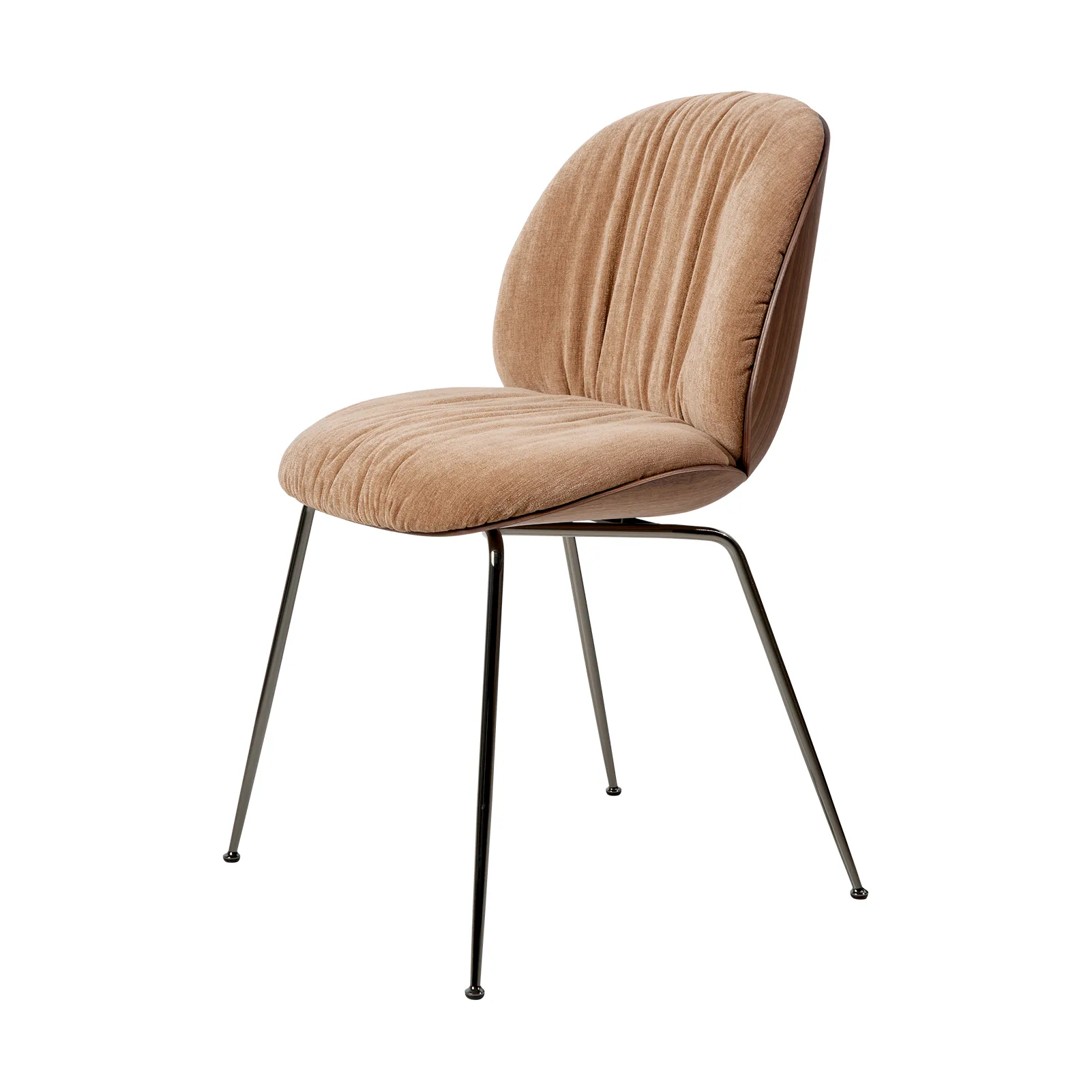 Beetle Soft chair front-upholstered, Belsuede Dedar 132 - matt lacquered walnut-black chrome GUBI