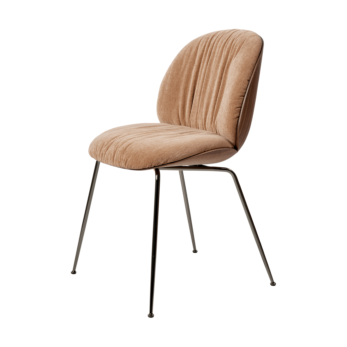 GUBI Beetle Soft chair front-upholstered Belsuede Dedar 132 - matt lacquered walnut-black chrome