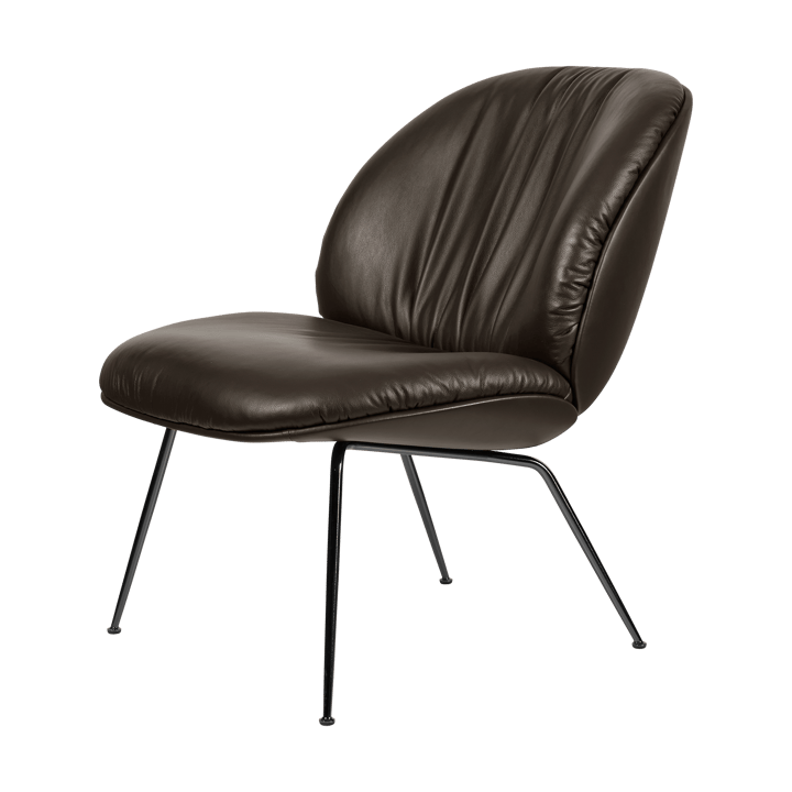Beetle Soft fully upholstered lounge chair - Smooth leather Gubi Coffee-mattsvart - GUBI
