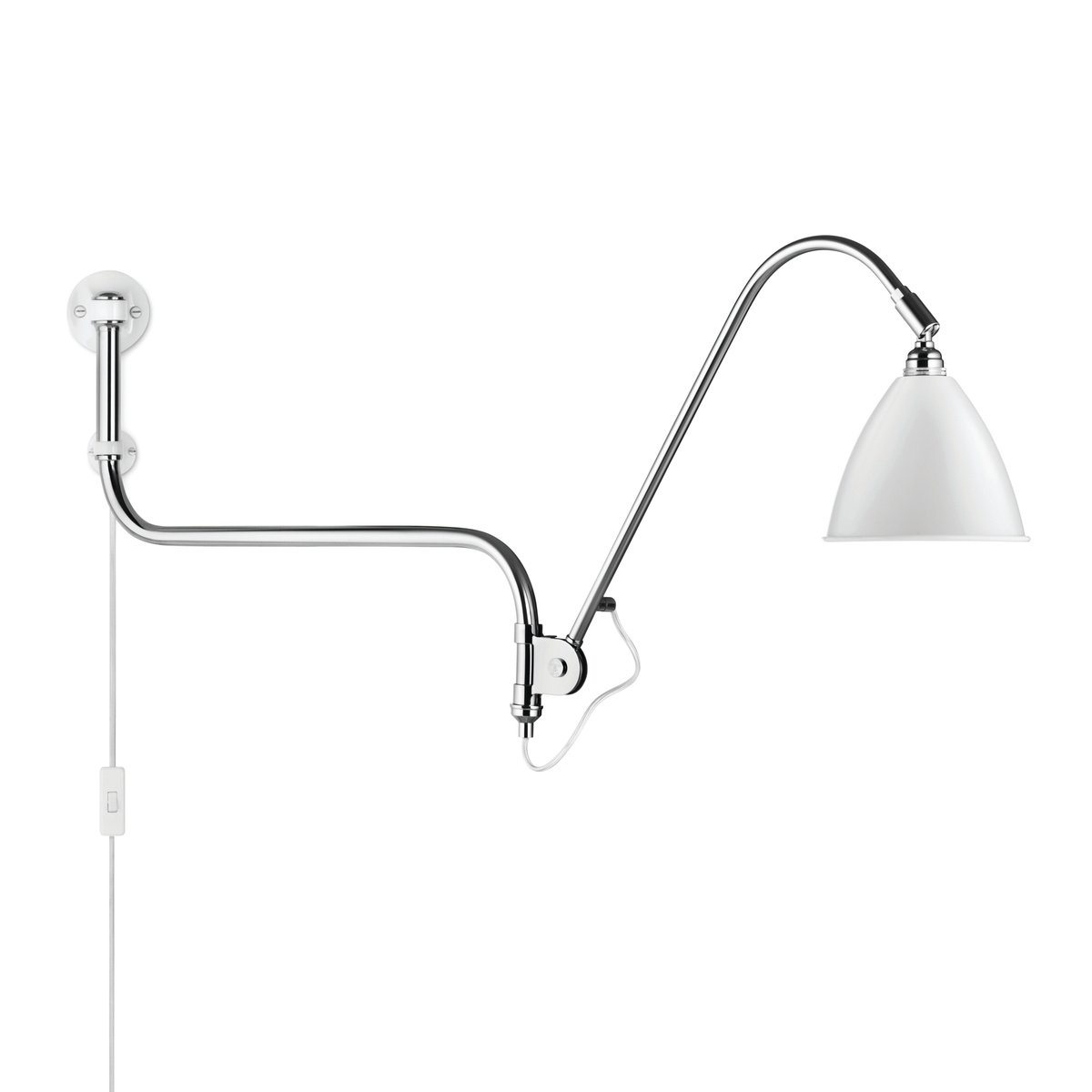GUBI Bestlite BL10 wall lamp matt white-chrome | Scandinavian Design | Wall lights | Silver-coloured