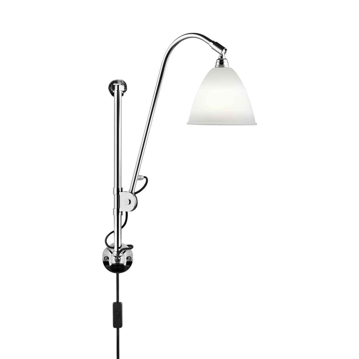 GUBI Bestlite BL5 wall lamp Bone china-chrome | Scandinavian Design | Wall lights | Silver-coloured