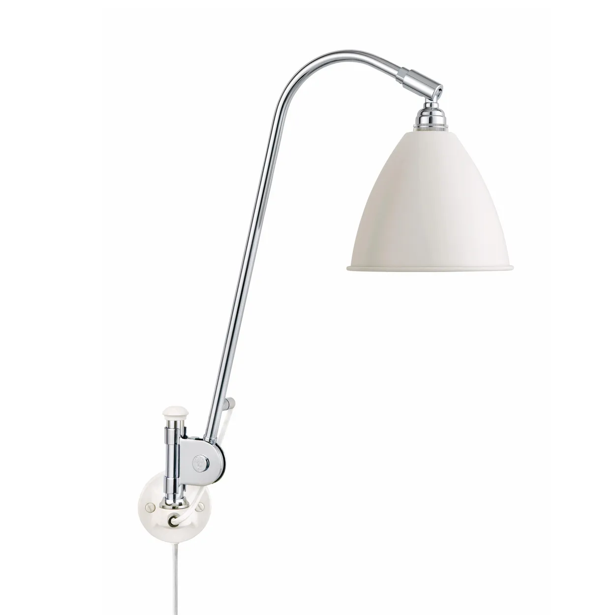 GUBI Bestlite BL6 wall lamp matte white-chrome | Scandinavian Design | Wall lights | Silver-coloured