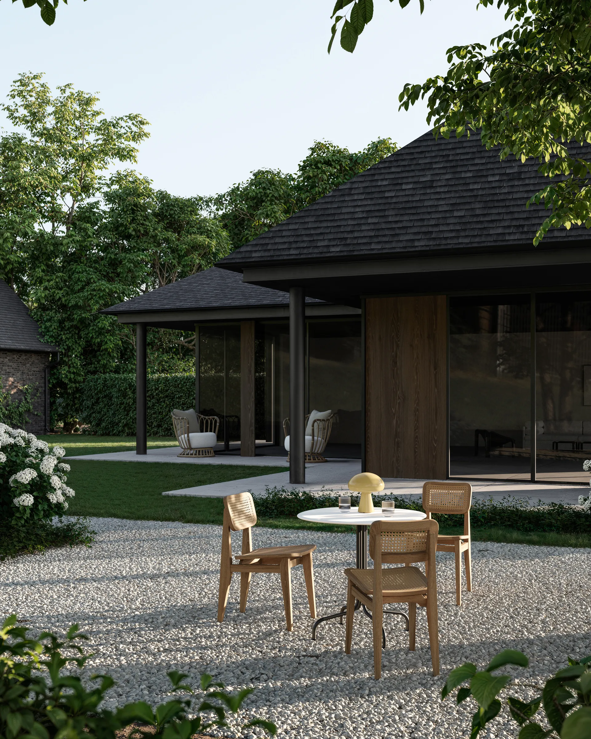 C-chair Outdoor chair, All french cane-natural teak GUBI