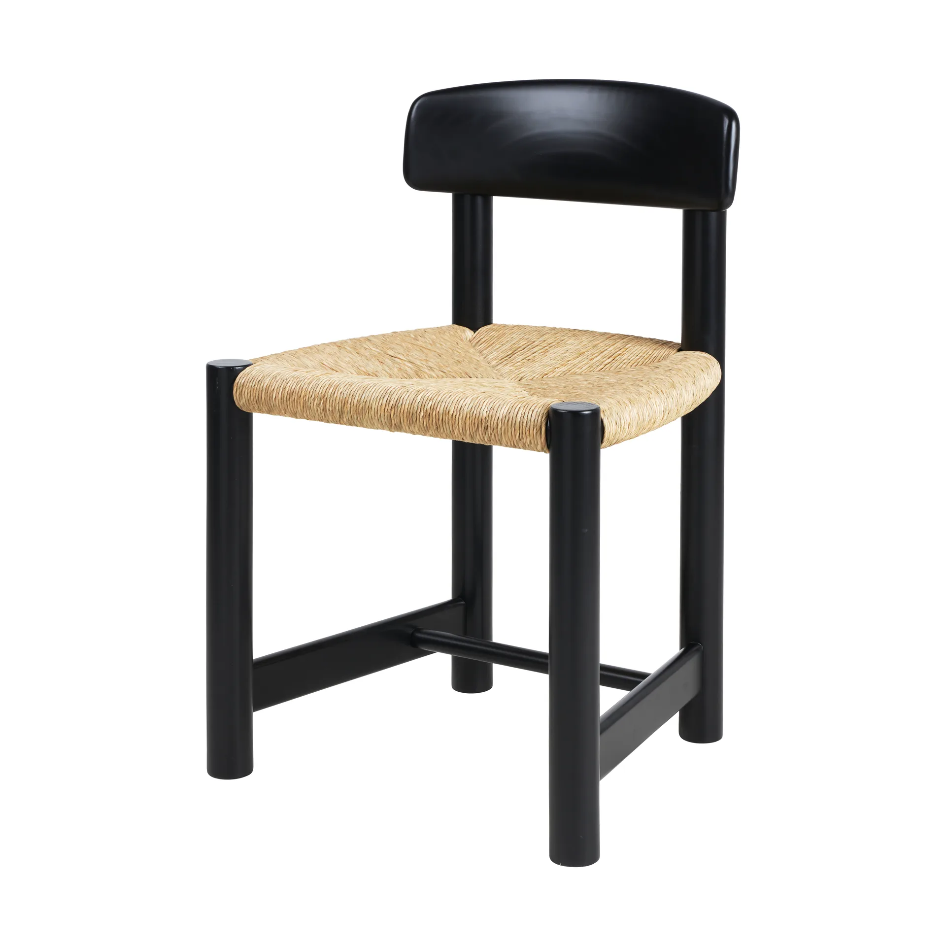 Daumiller Side Chair, Natural Rush-brown/black pine GUBI