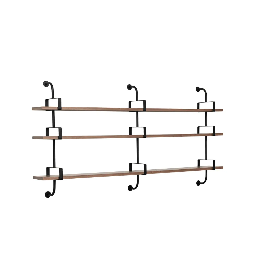 GUBI Demon wall shelf 3 levels Walnut, 215 cm | Scandinavian Design | Shelves & shelving systems | Brown