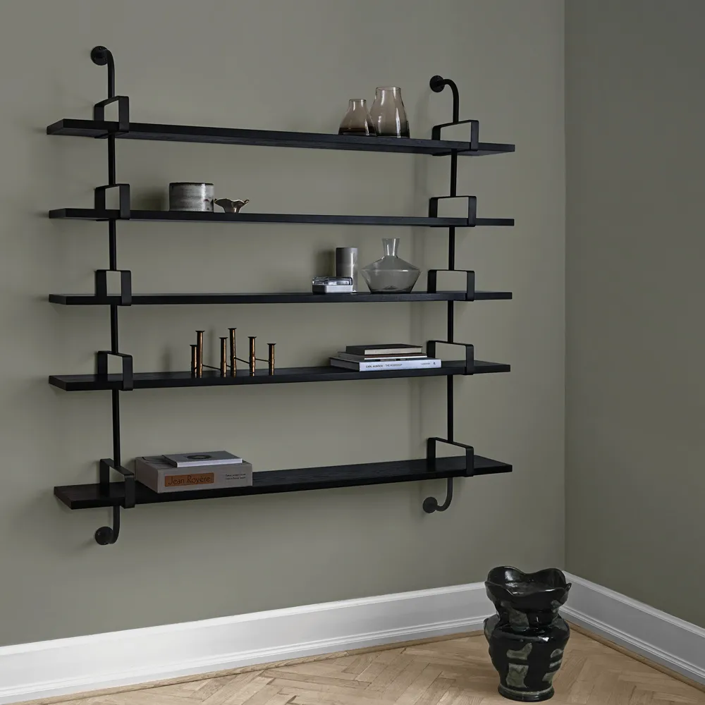 Demon wall shelf 4 levels, Black stained ash, 95 cm GUBI