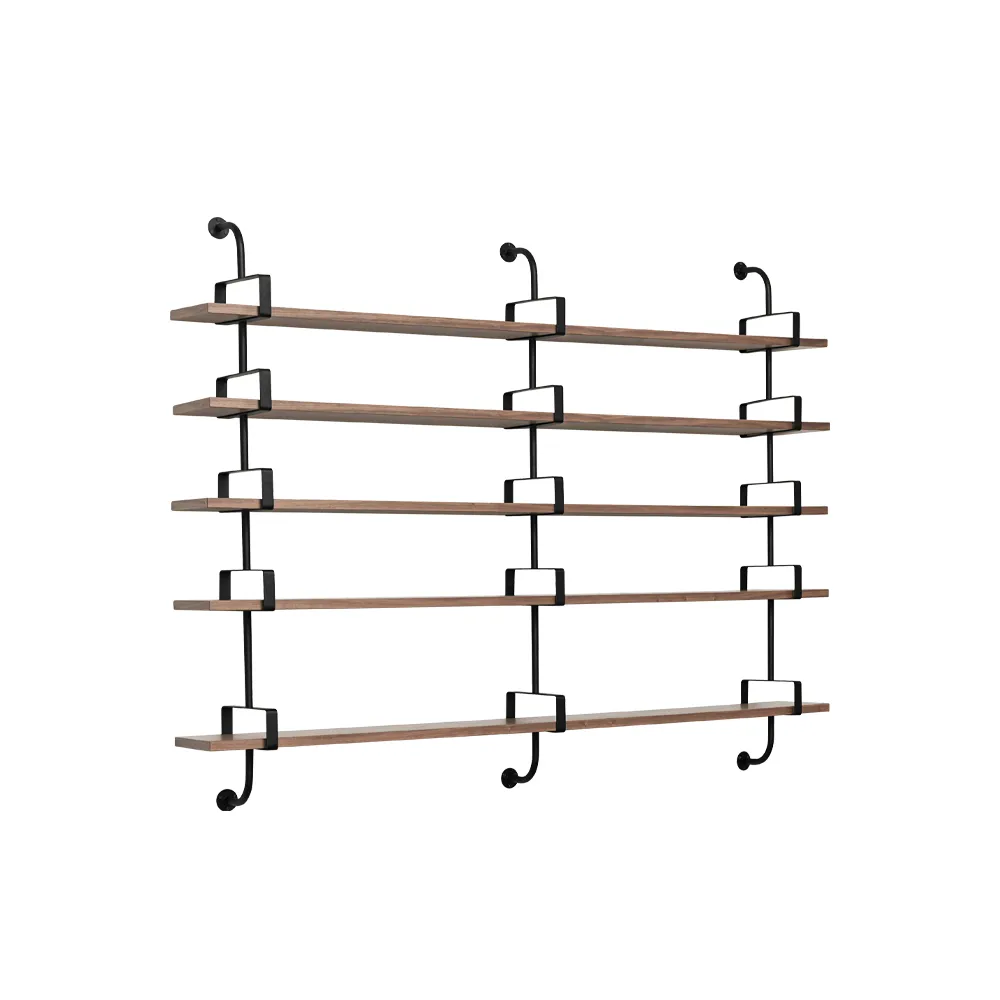 GUBI Demon wall shelf 5 plan Walnut, 215 cm | Scandinavian Design | Shelves & shelving systems | Brown