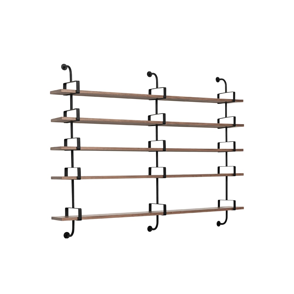 GUBI Demon wall shelf 5 plan Walnut, 215 cm | Scandinavian Design | Shelves & shelving systems | Brown