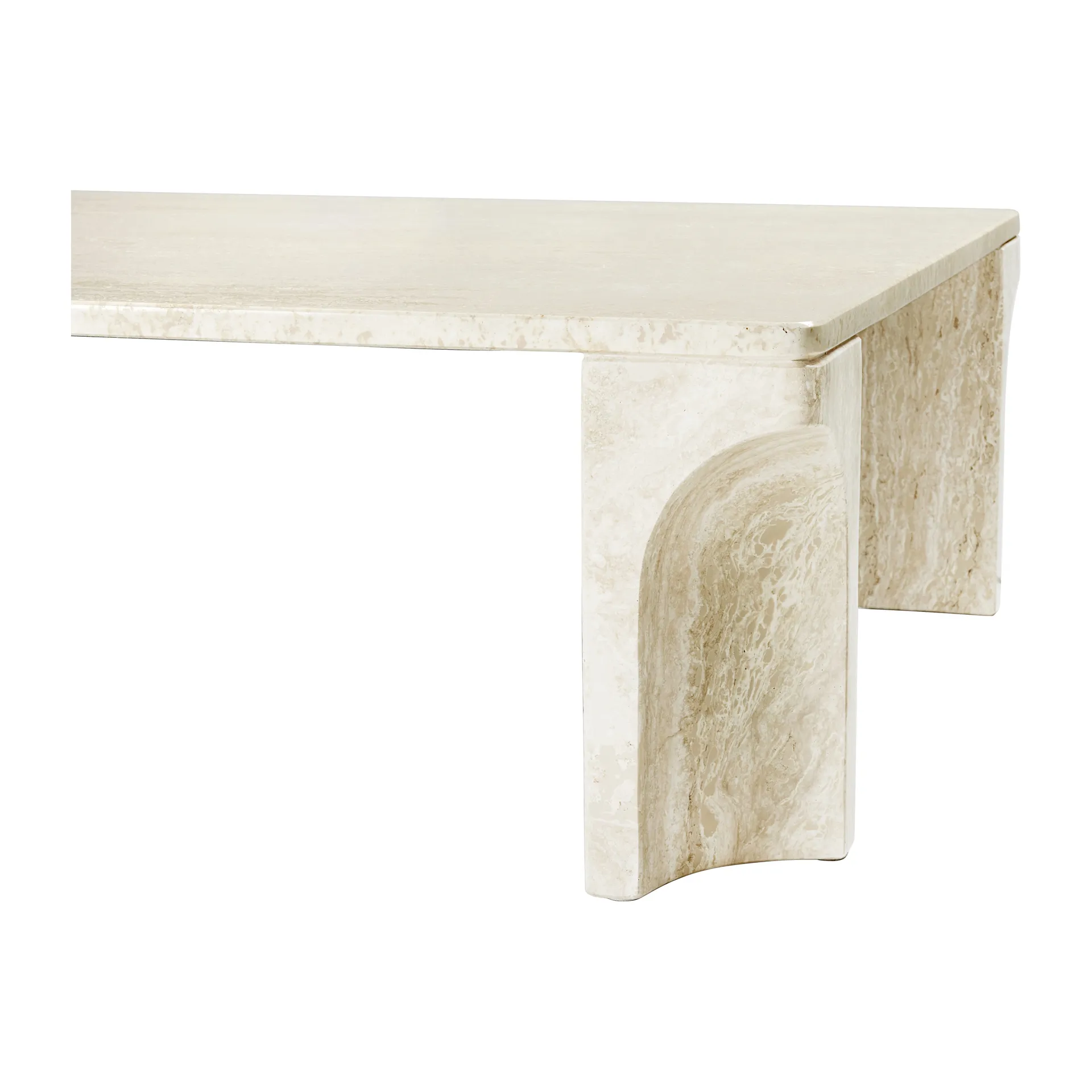 Doric coffee table 80x140 cm, Neutral white-travertine GUBI
