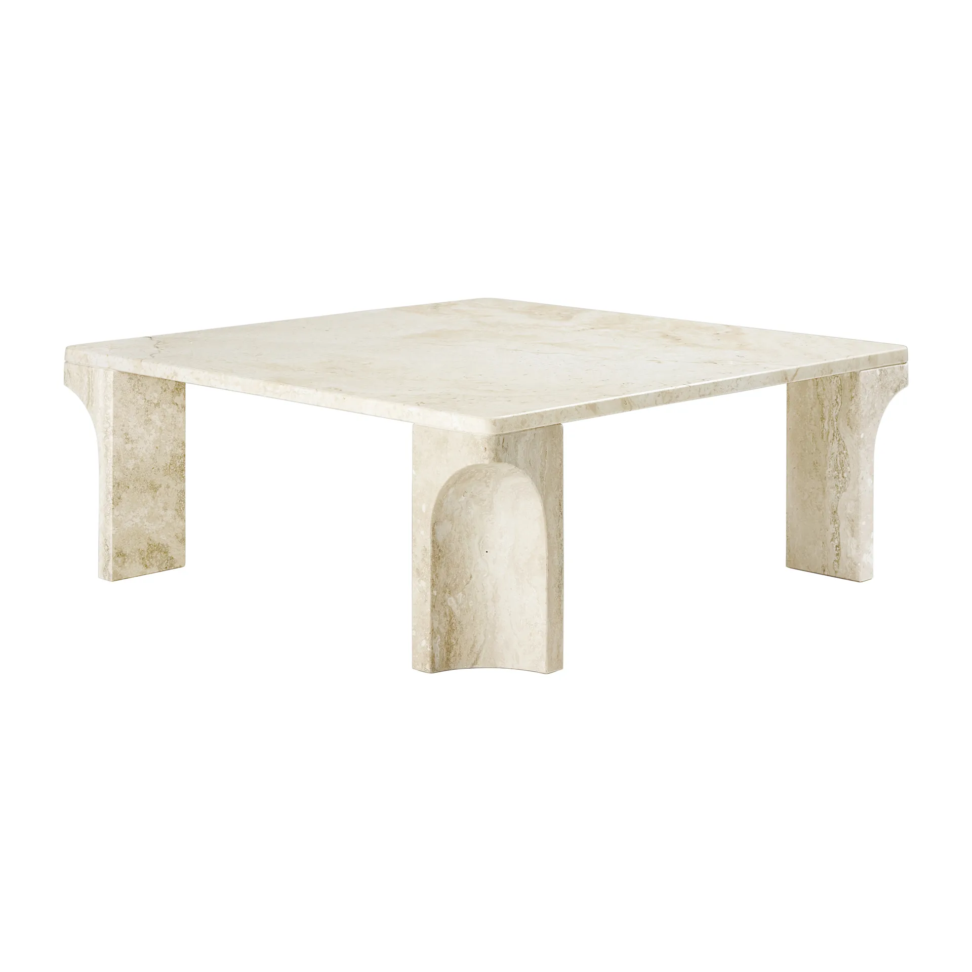 Doric coffee table 80x80 cm, Neutral white-travertine GUBI