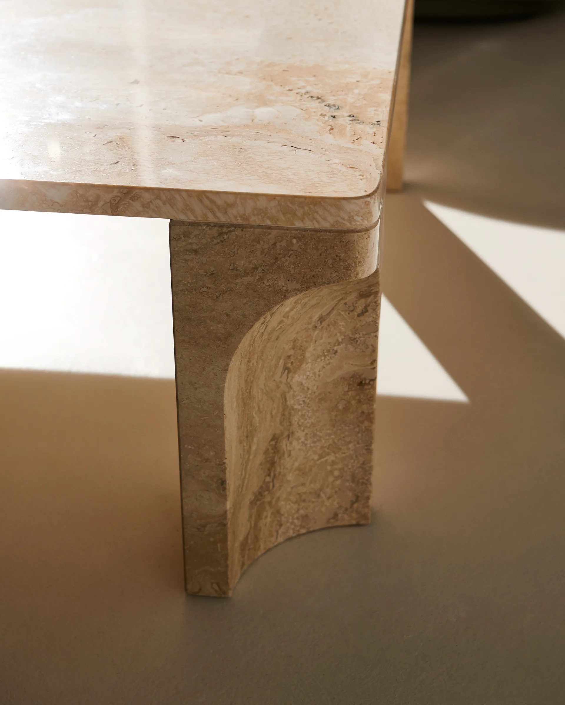 Doric coffee table 80x80 cm, Neutral white-travertine GUBI