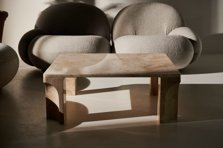 Doric coffee table 80x80 cm, Neutral white-travertine GUBI