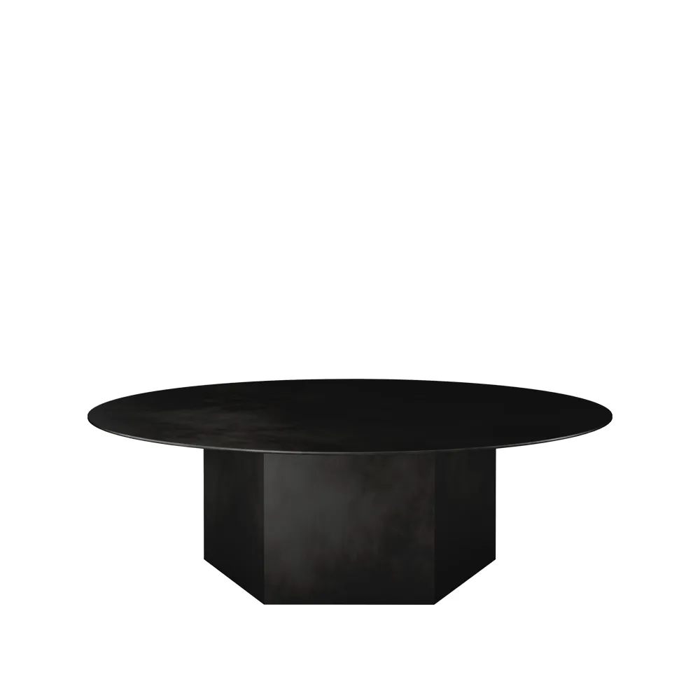 Epic Steel coffee table, Midnight black, Ø110cm GUBI