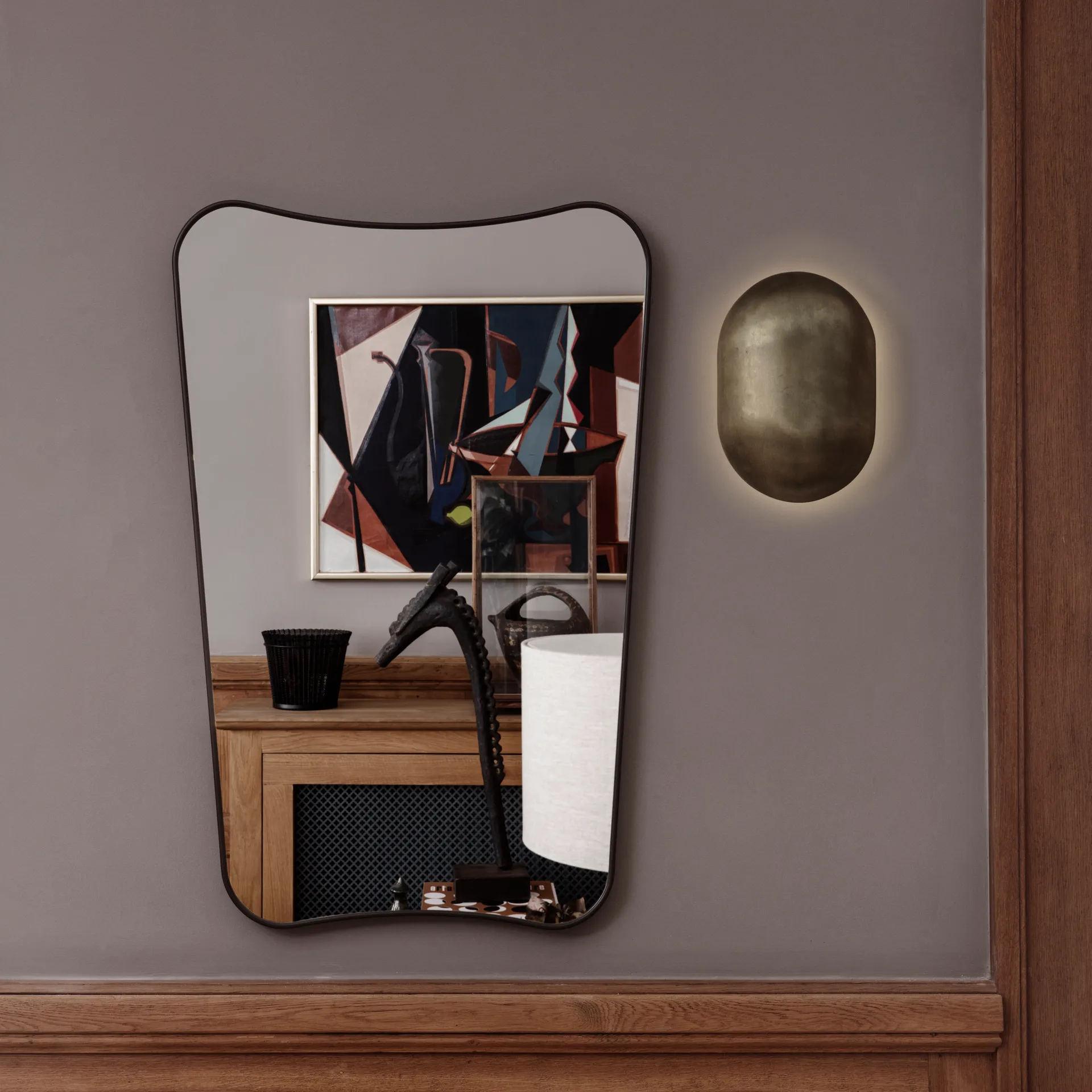 F.A.33 Rectangular mirror, black brass GUBI
