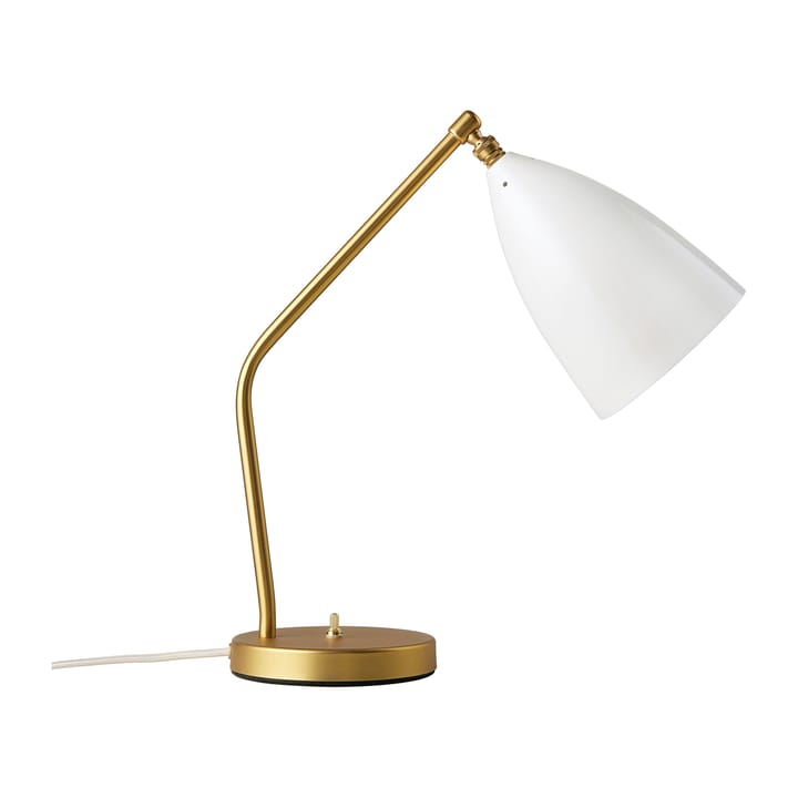 Gräshoppa table lamp glossy - Alabaster white-brass - GUBI