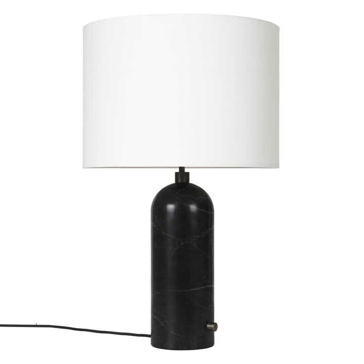 Gravity L table lamp - black marble + white shade - Gubi