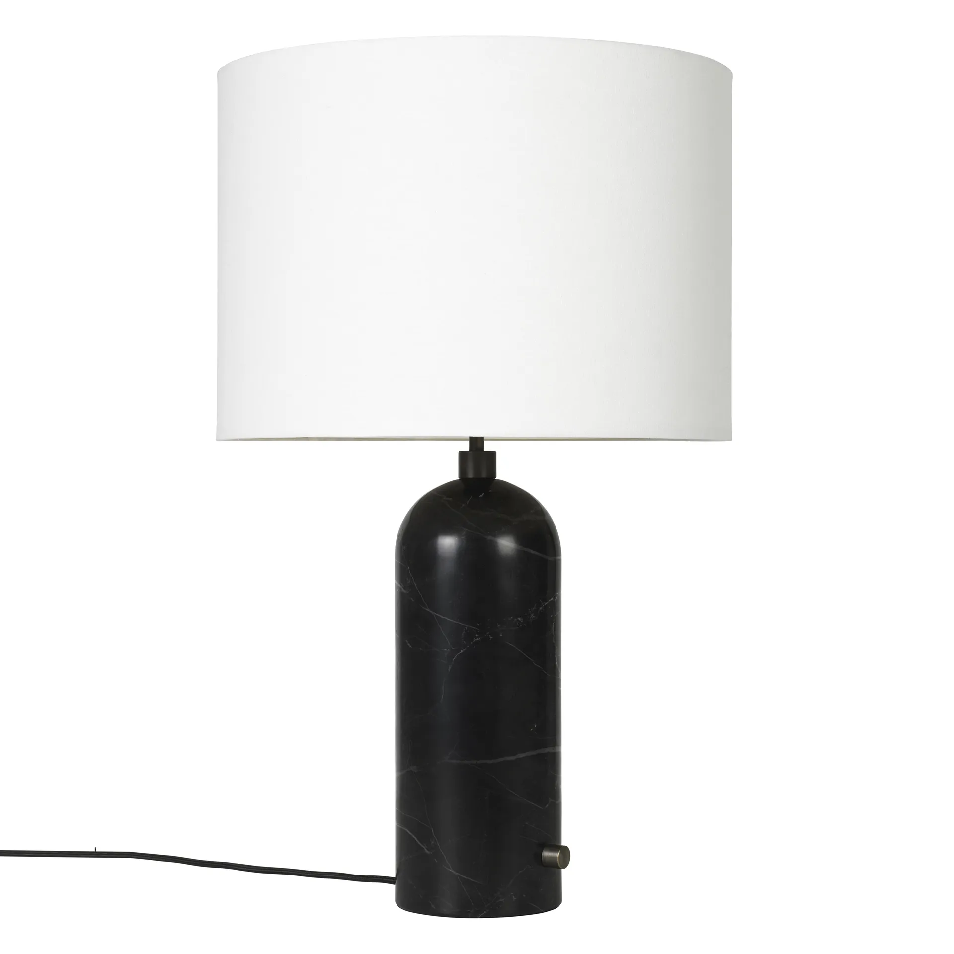 Gravity L table lamp, black marble + white shade GUBI