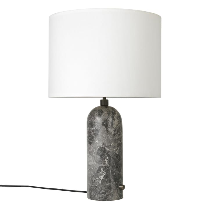 Gravity L table lamp - grey marble + white shade - Gubi