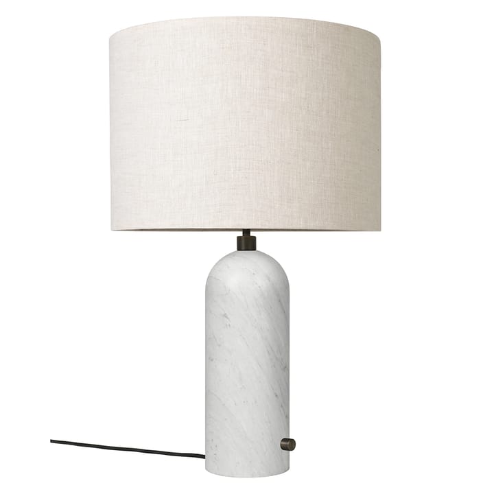Gravity L table lamp - white marble-canvase - Gubi
