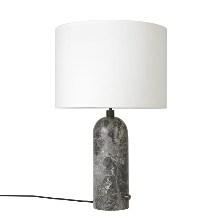 Gravity S table lamp - grey marble + white shade - Gubi