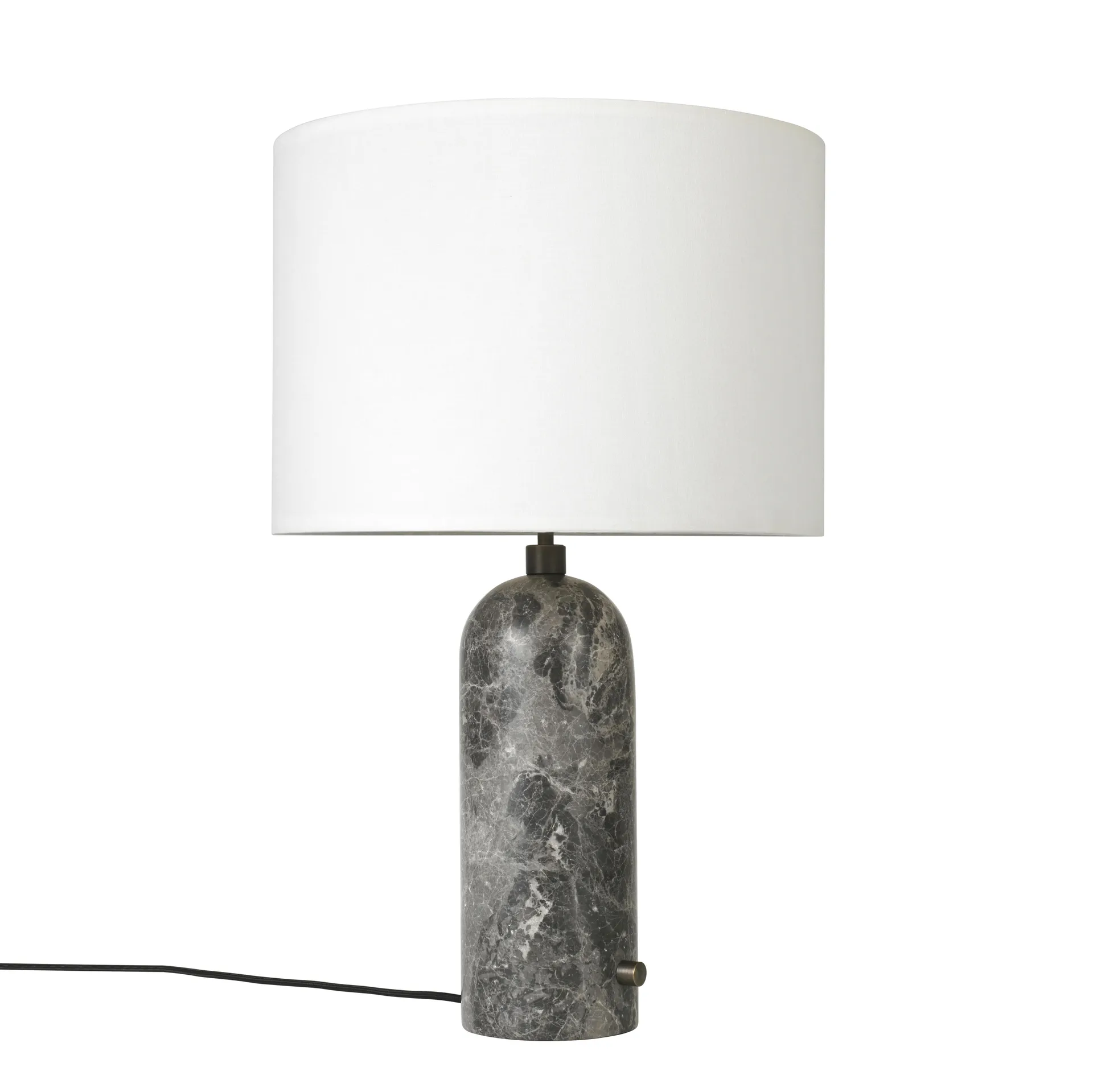Gravity S table lamp, grey marble + white shade GUBI