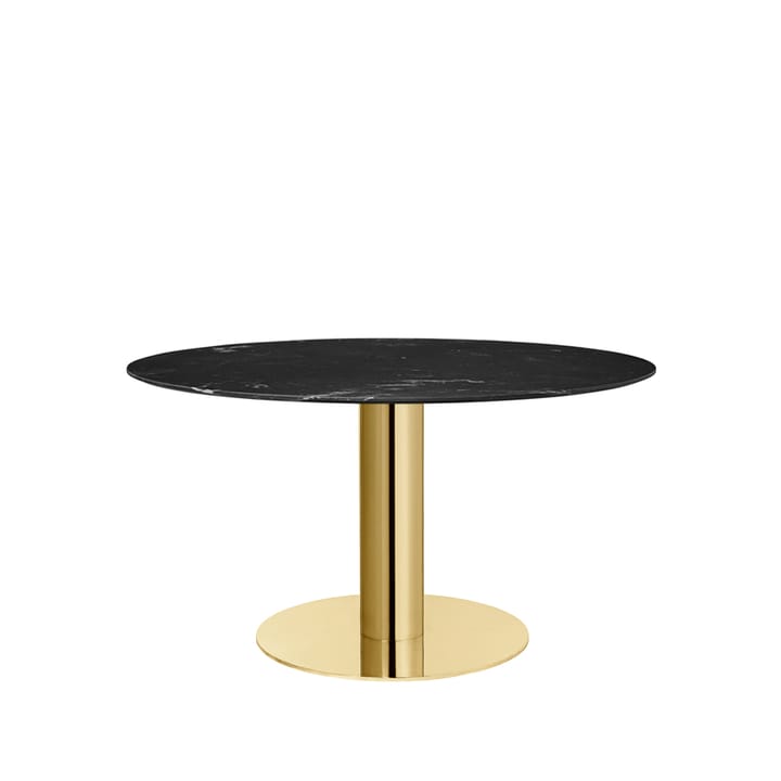 Gubi 2.0 dining table - Marble black. ø130. brass stand - GUBI