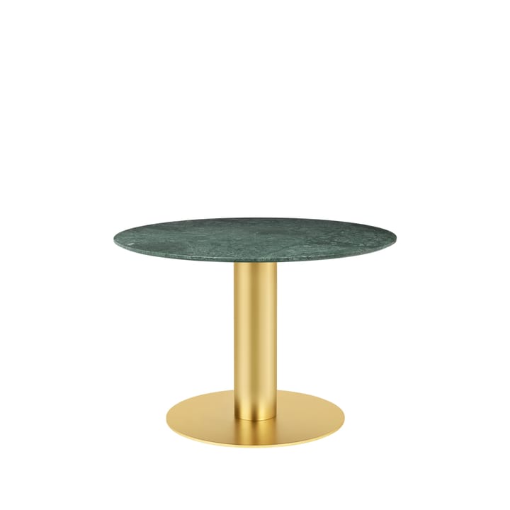 Gubi 2.0 dining table - Marble green. ø110. brass stand - GUBI
