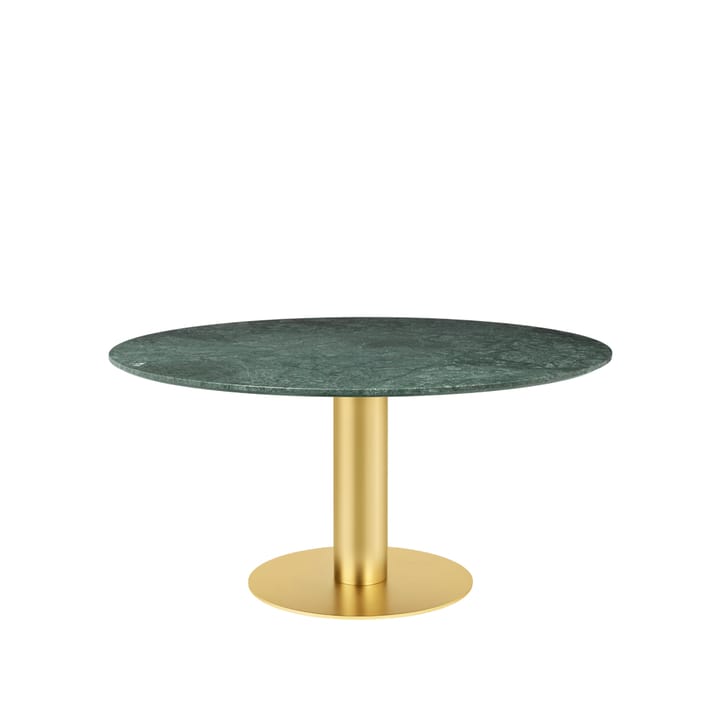 Gubi 2.0 dining table - Marble green. ø150. brass stand - GUBI