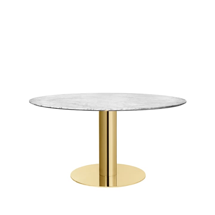 Gubi 2.0 dining table - Marble white. ø150. brass stand - GUBI