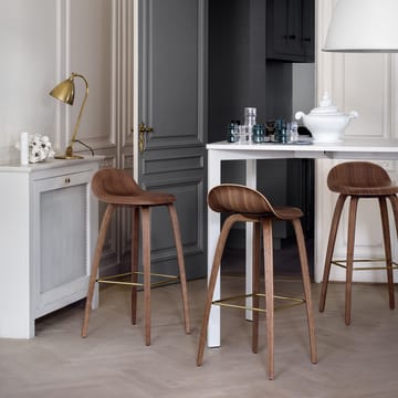 Gubi 3D barstool high - Oak matte lacquered, chromed steel sled base - GUBI