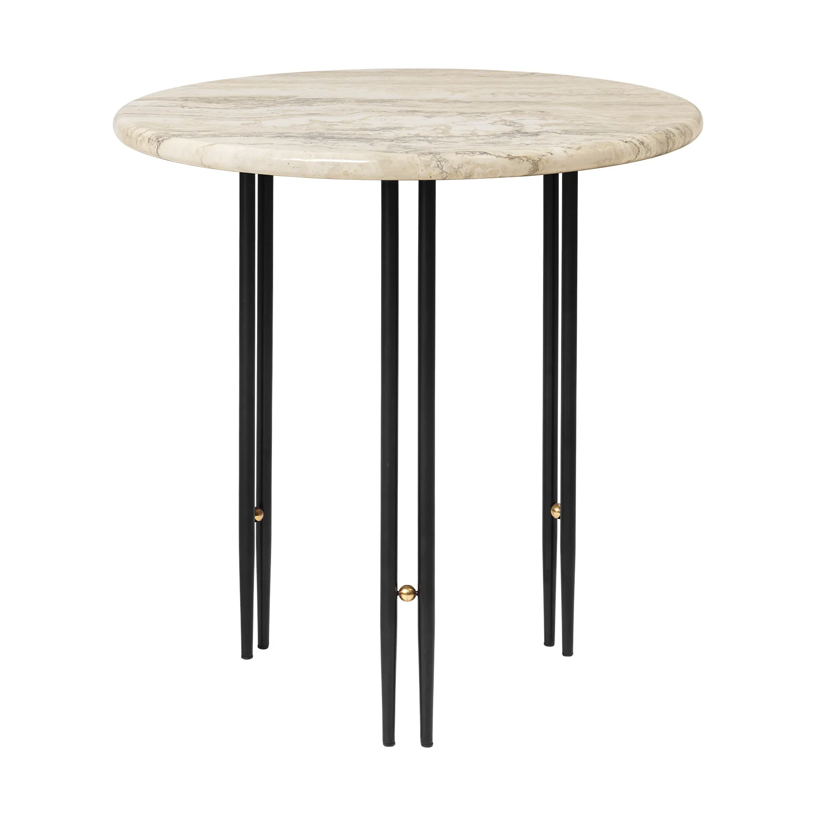 IOI coffee table Ø50 cm, Black-brass-rippled beige GUBI