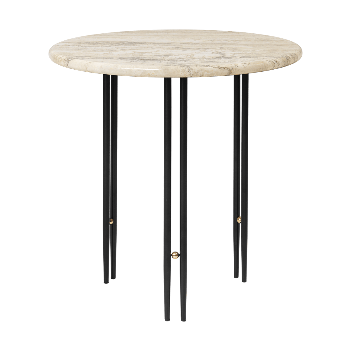 GUBI IOI coffee table o50 cm Black-brass-rippled beige