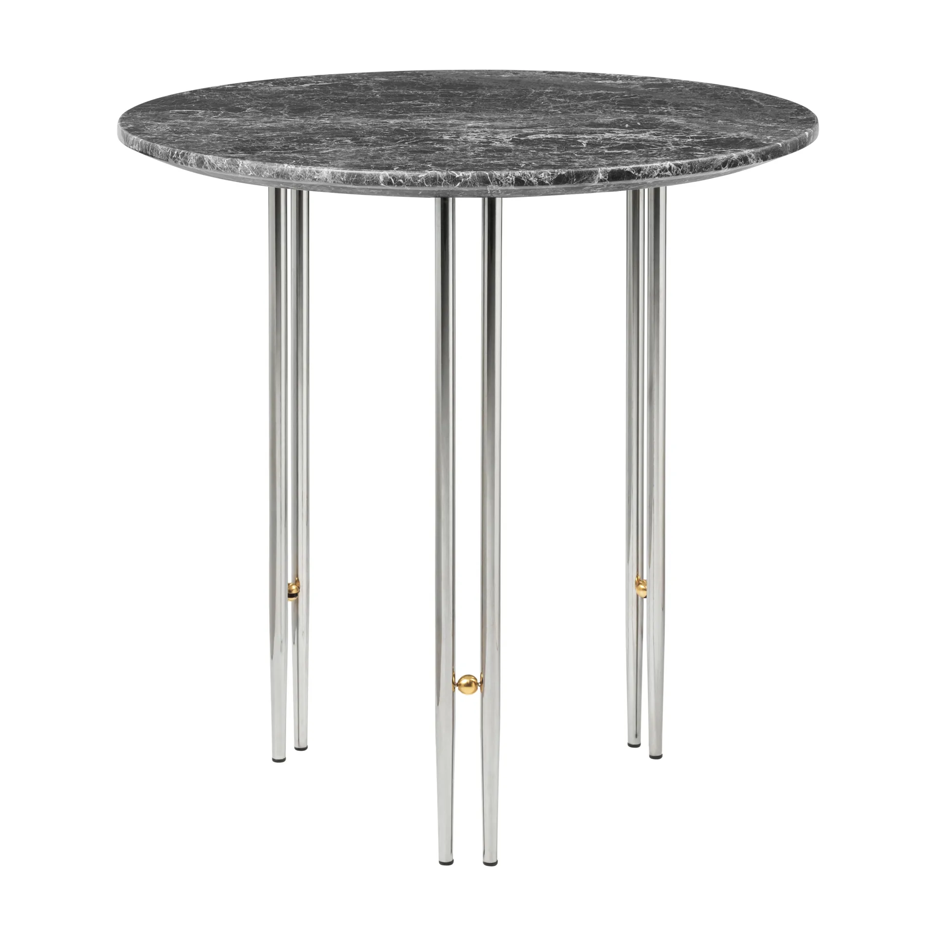 IOI coffee table Ø50 cm, chrome-brass-grey marble GUBI