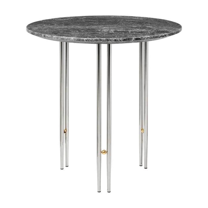 IOI coffee table Ø50 cm - chrome-brass-grey marble - GUBI