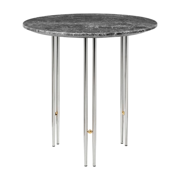 IOI coffee table Ø50 cm - chrome-brass-grey marble - Gubi