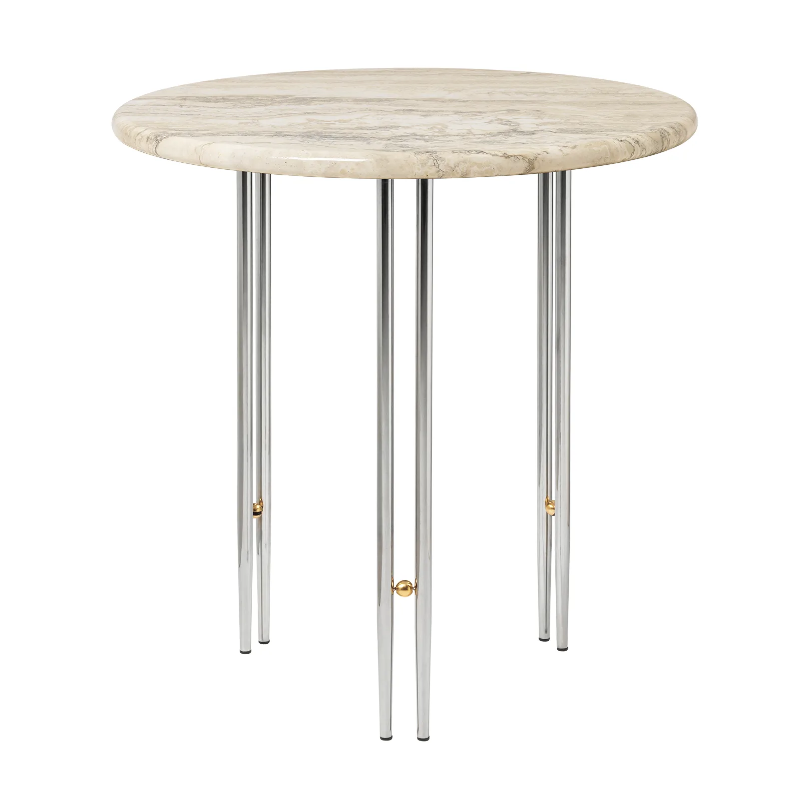 IOI coffee table Ø50 cm, Chrome-brass-rippled beige GUBI