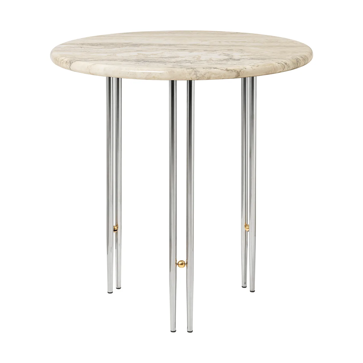 GUBI IOI coffee table o50 cm Chrome-brass-rippled beige