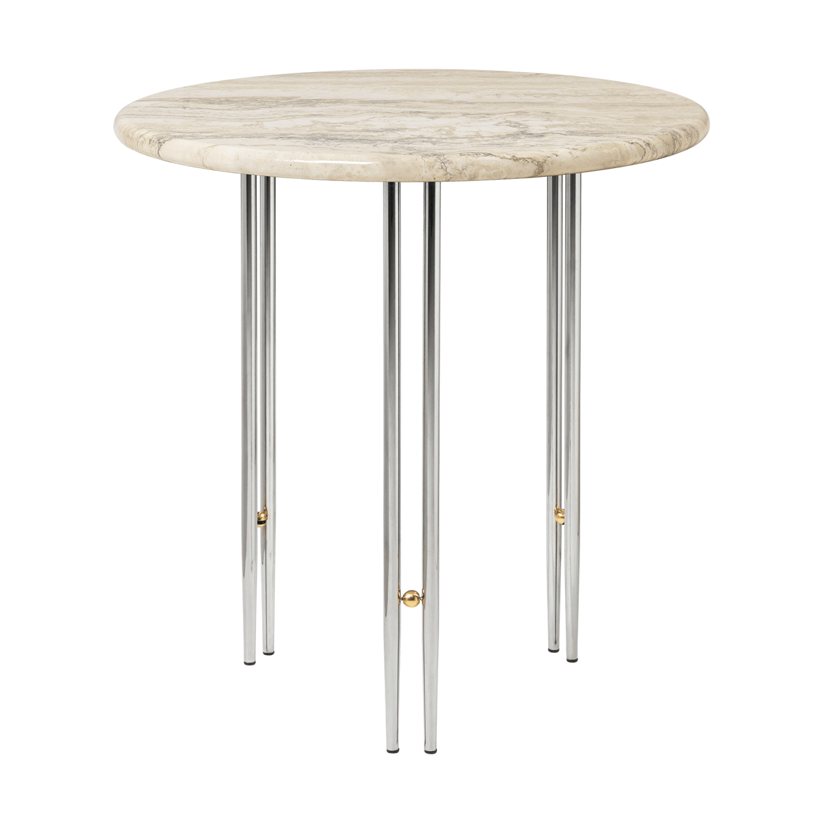 GUBI IOI coffee table o50 cm Chrome-brass-rippled beige
