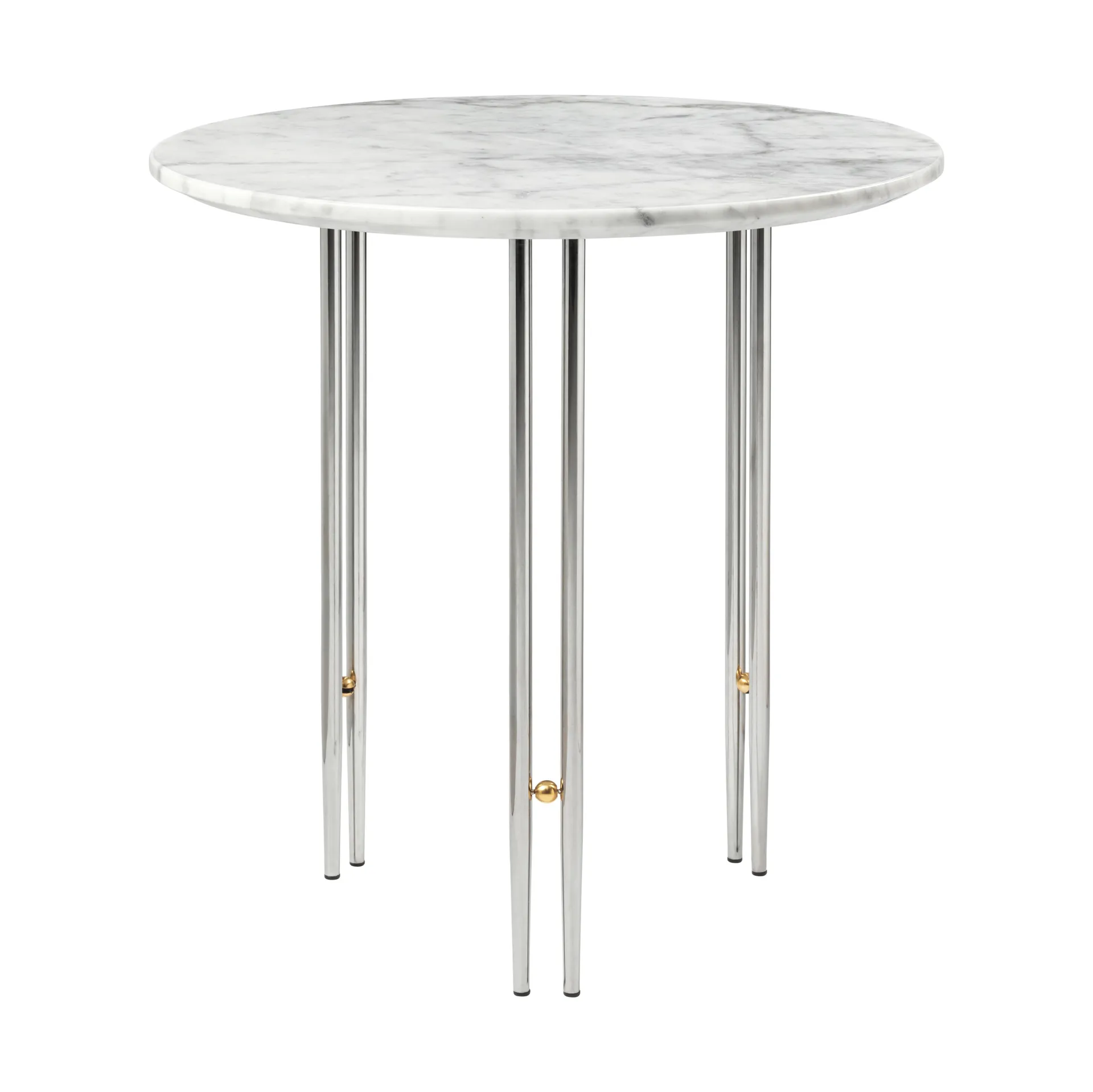 IOI coffee table Ø50 cm, chrome-brass-white marble GUBI