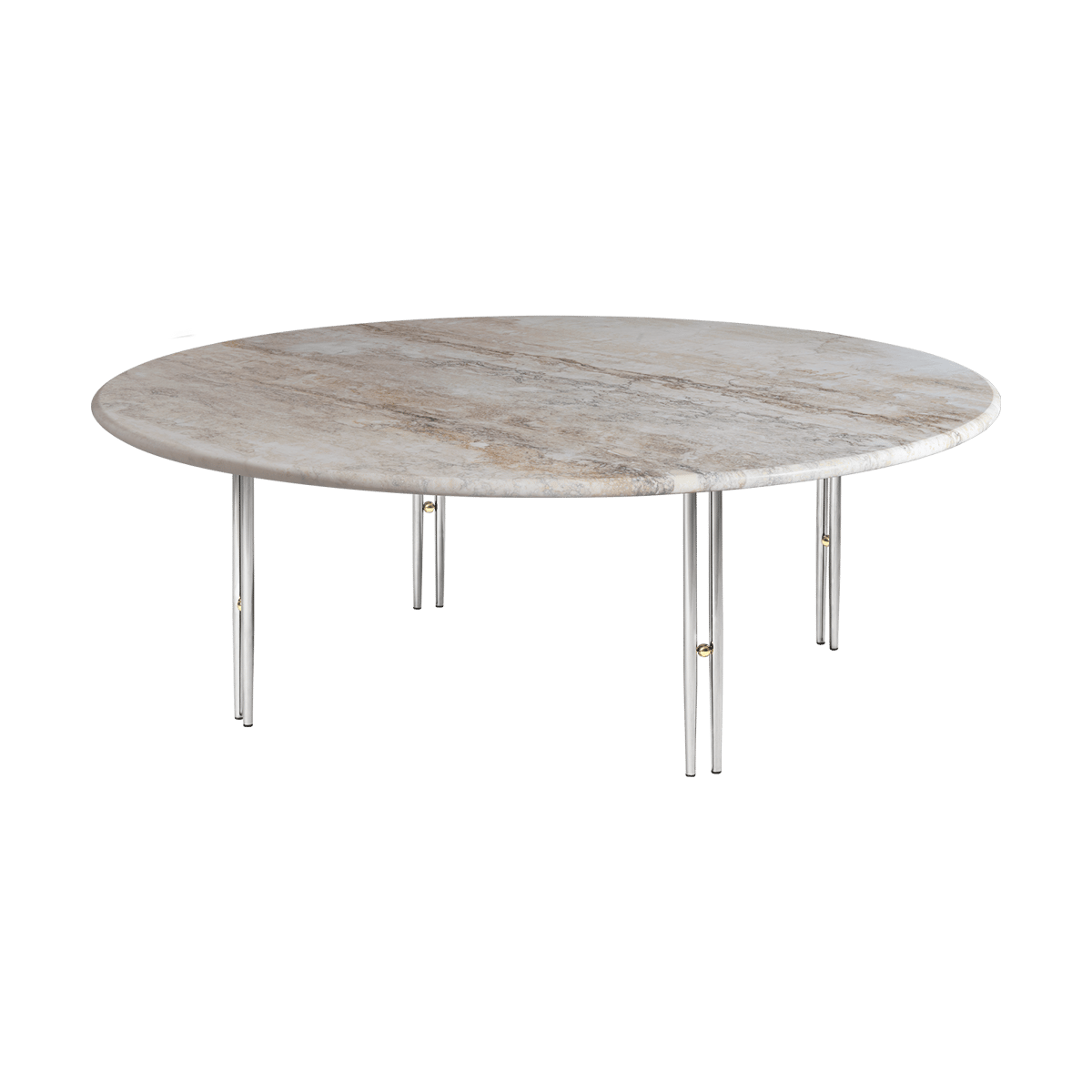 GUBI IOI coffee table Rippled beige-chrome stand o100 cm